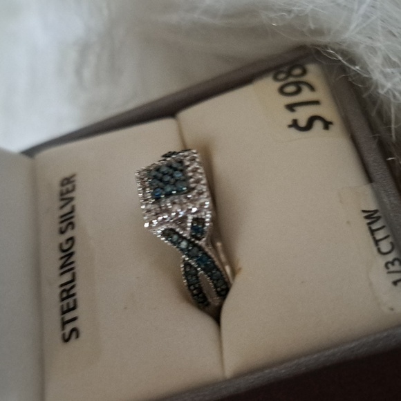 Forever Bride 1/3 CCTW Teal Ring and Band - Picture 5 of 10